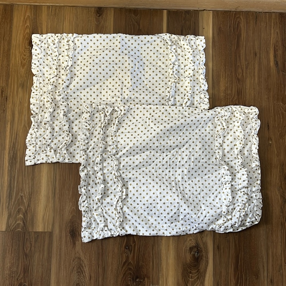 Beddys white/gold dot pillow shams set of 2